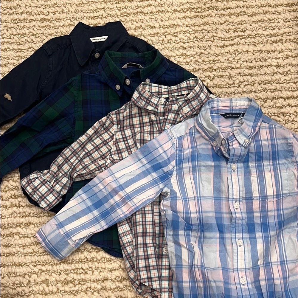 Jamie and Jack Plaid and Solid Kids Shirts Set